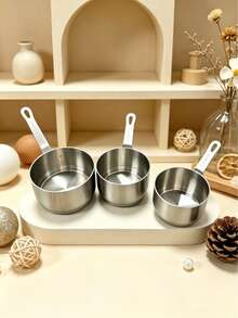 6pcs Stainless Steel Sauce Cups With Handle, Durable Multi-Functional Tableware. Suitable For Dipping Sauces, Gravies, And Baking Ingredients. Enhances Dining Elegance; A Great Practical Gift For Home Cooking Enthusiasts. 1pc/2pcs - Silver - View 4