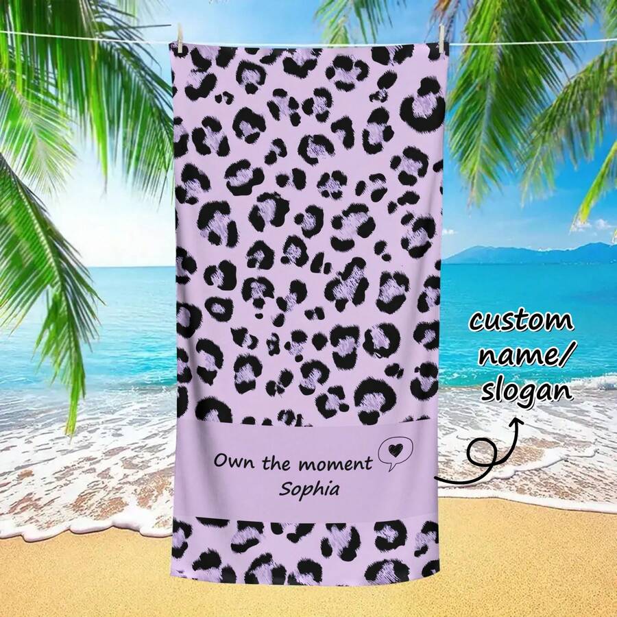 Personalized Custom Microfiber Towel, Bright Colorfast Print, Soft Absorbent Towel Dual Use As Blanket For Beach Pool Travel, Custom Souvenir Gift For Vacation Bachelorette Party - Multicolor - View 1