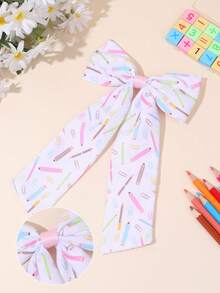 1pc Back To School Supplies White Minimalist Large Bow Hair Clips, Bow Barrettes, School Stuff, Pretty Sweet Hair Accessories Gift For Kids Teen Daily Wear - Multicolor - View 7
