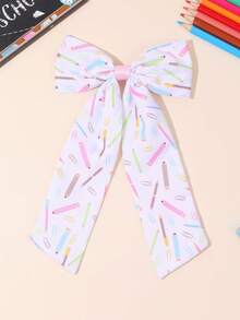 1pc Back To School Supplies White Minimalist Large Bow Hair Clips, Bow Barrettes, School Stuff, Pretty Sweet Hair Accessories Gift For Kids Teen Daily Wear - Multicolor - View 11