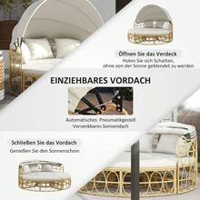 Sun Island, 4-Piece Set, Extendable Canopy, 5 Cushions, Rattan Look, 178W X 85D X 66.5H Cm, Beige-XY228830 - 860-317V00CW - View 5