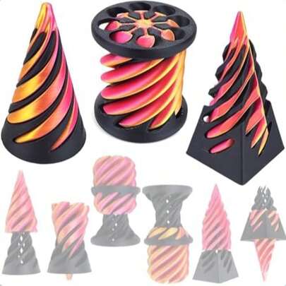 3pcs Impossible Cone Pyramid Collectibles - 3D Printed Spiral Optical Illusion Cone, Anxiety Relief Fidget Stress Relief Toy, Spiral Cone Pyramid Sculpture, Suitable For Adult Desktop Decoration Gift. Indoor/Outdoor Decor, Halloween/Christmas/Valentine's Day/Party Gift, Mini Pyramid, Lightweight Miniature Statue