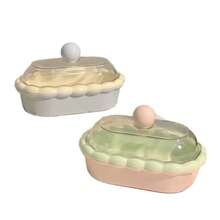 1pc Cute Cartoon Double Layer Soap Box With Lid And Drain Tray, Wavy Edge Portable Dust-Proof Soap Holder, Lightweight Space-Saving Design, Suitable For Bathroom, Dormitory Students And Female College Students Daily Use - Soap Box - View 6