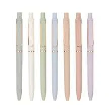 12pcs Morandi Color Block Carbon Ink Retractable Gel Pens, 0.5mm Bullet Tip Quick-Dry Signing Pens (2 Random Pens + 10 Replacement Refills) - Sets - View 6
