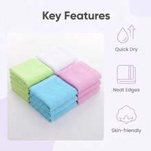 Wash Cloths 6/12/24 Pack, Super Soft And Skin Friendly Face Towel For Sensitive Skin, 10x10/12x28 Inch Small Large Face Washcloths, Reusable Washable Makeup Remover Cloths, Easy To Rinse Muiticolor Facial Cleansing Cloths - Pink+White - View 2