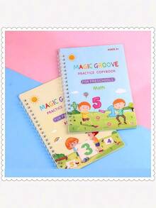 4pcs Magic Handwriting Practice Set + 7pcs Bonus, Reusable Children's Notebook, Handwriting Practice Book, Magic Writing Set, Back To School - Multicolor - View 3