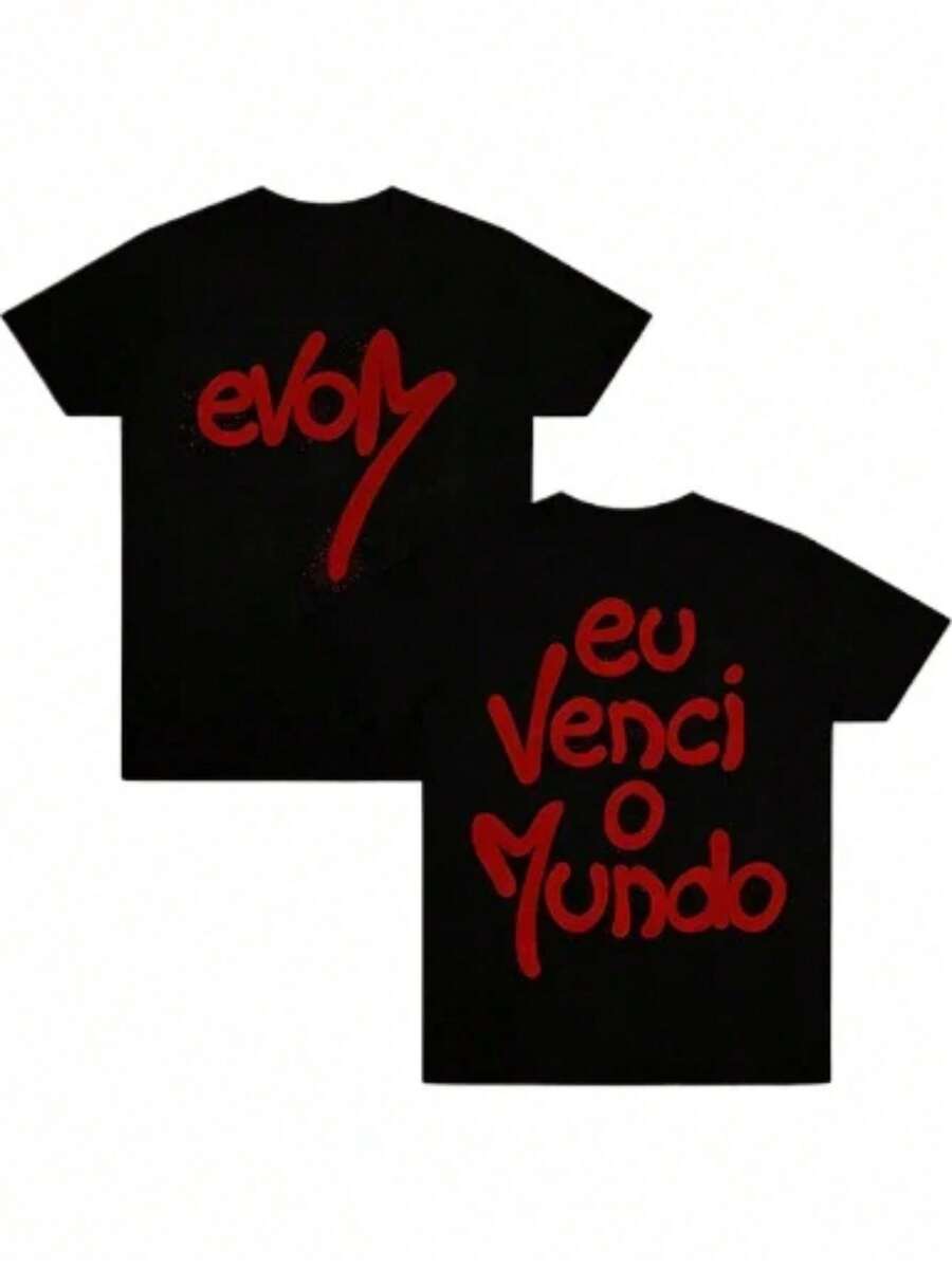 T-shirt EVOM Veigh Printemps/Été 2026 - T-shirt à manches courtes avec imprimé rétro Y2K, respirant et motifs enveloppants, été - Noir - Voir 1