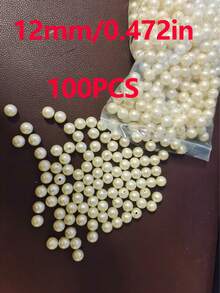 3mm-12mm 純白色/珍珠色直孔圓形仿珍珠珠,適用於刺繡與珠寶手工製作 - 白色 - 查看 9
