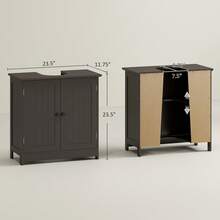Bathroom Vanity Cabinet, Under Sink Bathroom Cabinet With 2 Doors And Adjustable Shelf, Coffee - Coffee - View 2