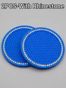 YITUMU 2pcs/4pcs Silicone Anti-Slip Car Cup Holder Coasters - Cup Mat With Crystal Edge, Waterproof & Fashionable, Suitable For Car Or Home Use - Multicolor - View 19