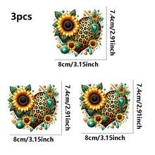 1pc/2pcs/3pcs Sunflower Leopard Print Heart Pattern Heat Transfer Stickers DIY Iron-On Patch For T-Shirt Making, Pillow Decoration - Multi-Color Durable Washable Plastic Stickers, Suitable For Backpack, Cushion, Pants, Sofa Cover, High-Quality Anti-Fading T-Shirt Printing - Multicolor - View 11