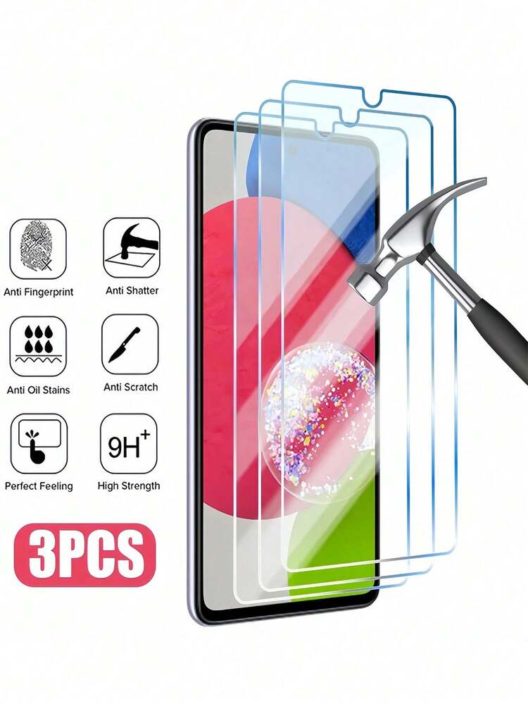 3pcs Transparent Tempered Glass Screen Protector, Bubble-Free, Easy Application, Durable, Glass Film Set, Gift Pack, Compatible With 17, Galaxy, / 15c/POCO, /Honor And Other Models. - 3PCS - View 78