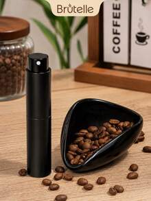 Brutelle 2pcs/Set Ceramic Coffee Bean Weighing Tray + Coffee Bean Mister, Hand Drip Coffee Accessories, Simple And Convenient - Two Pieces/set - View 3