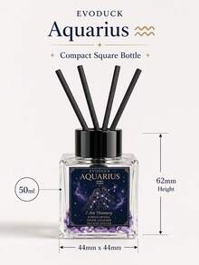 EVODUCK 1pc Smokeless Long Lasting Aquarius Zodiac Crystal Reed Diffuser 50ml, Ozone Lavender Fragrance Oil With Purple Crystal & 4 Fiber Reed Sticks, Flameless Scented Oil Diffuser For Bedroom Bathroom Small Room, Air Sign Birthday Gift, Aesthetic Decor - Mixed Fragrance - View 7