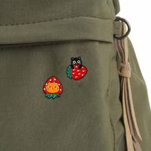 Conjunto de broches de esmalte de gato de fresa suave y lindo, gatito de tres colores naranja, negro y blanco con fruta roja, pin de metal con atmósfera dulce, insignia de animal, adecuado para chaqueta de mezclilla, mochila, accesorios de decoración de sombrero, regalo perfecto para amantes de los gatos, niñas, entusiastas de las frutas - Multicolor - Ver 4