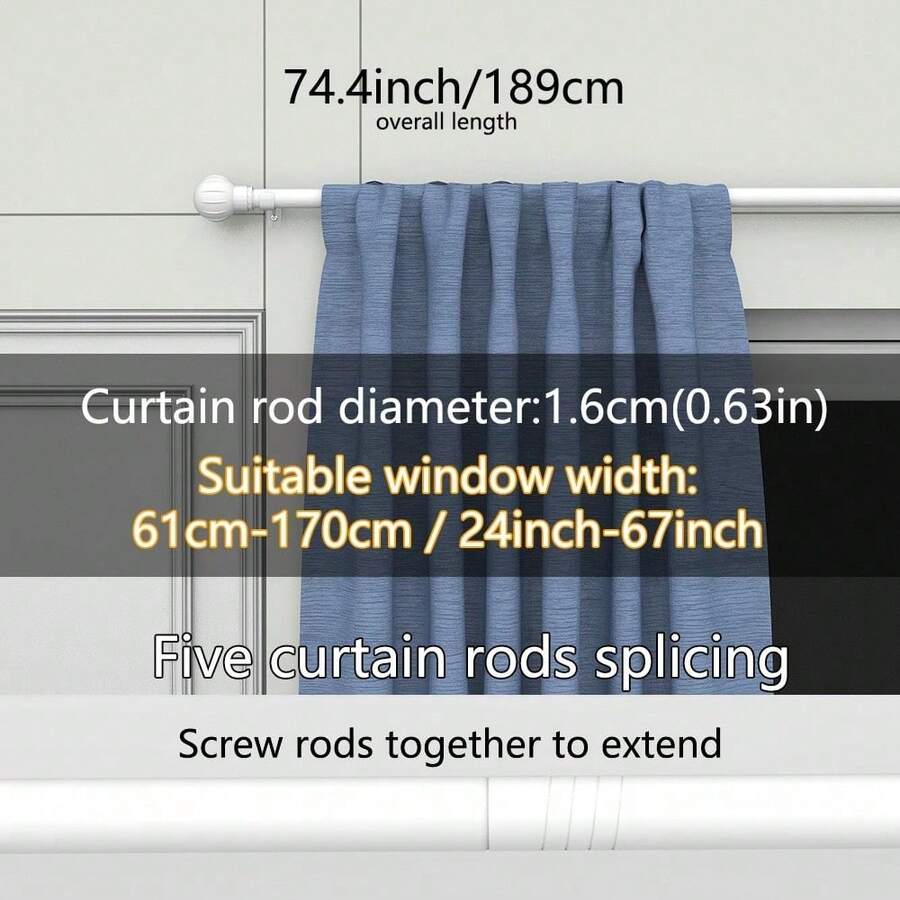 Decorative Rod Head - White, 74.4 Inches/189 cm - View 1