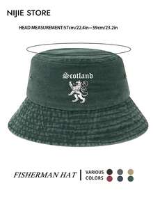 1pc Unisex Scottish Pattern Print Bucket Hat, Summer Sun Protection Sunshade Hat, Washed Print Streetwear - A - View 7