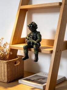 1pc Sitting Tactical Soldier Figurine, Soldier Display Statue With Night Vision Goggles, Collectible Decor, Multi-Purpose Home Decoration, Bookshelf Display, Game Room Desktop Ornament, Graduation Gift, Gift For Military Enthusiasts And Fans - Soldier - View 9