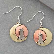 New Fashion Cute Dog Moon Round Dangle Earrings, Adorable Pet Animal Jewelry, Versatile For Daily, Wedding, Party, Date, Perfect Birthday Holiday Gift For Women - Gold - View 1