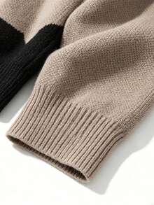 Cartoon Cat Intarsia Knit Cardigan Men V Neck Button Loose Casual Sweater Jacket - Khaki - View 3