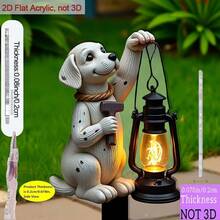 [2D Flat] 2D Flat Shaped, 1pc Puppy Garden Stake - Pointed Tip Easy Insertion Design, Acrylic Material Suitable For Outdoor/Planter Decoration, 0.2cm Thickness, Yard Flower Bed, Durable Garden Ornament (Puppy Shape, 2D Flat) - A - View 5