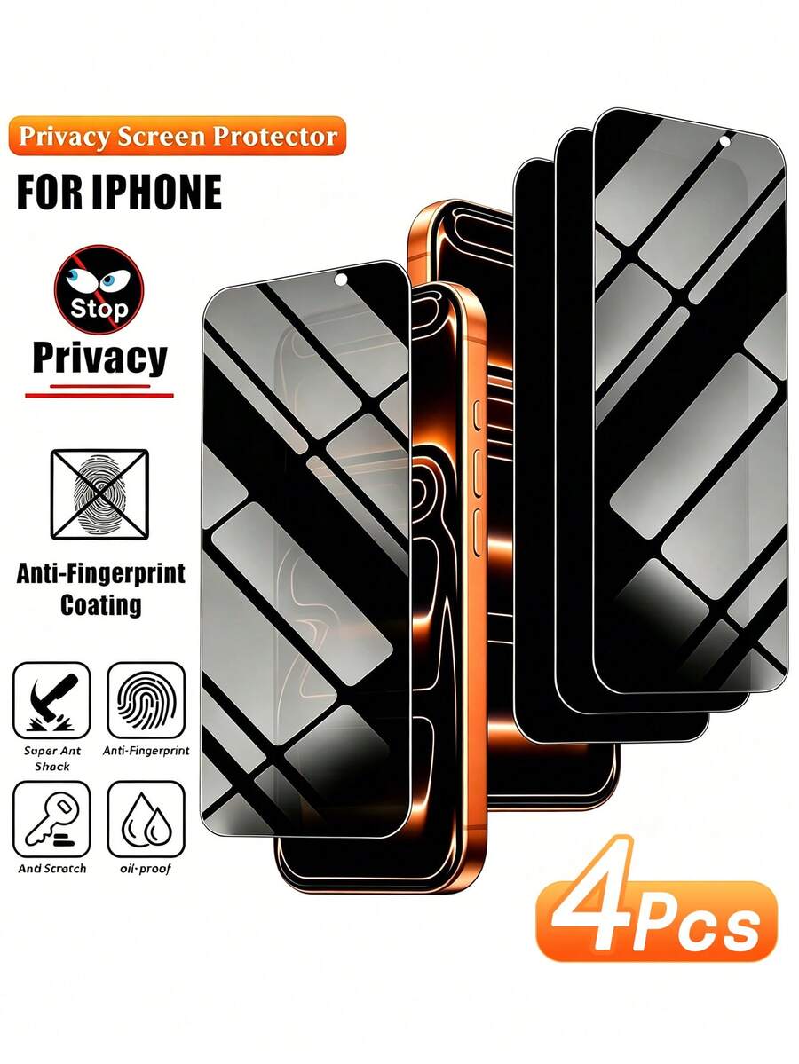 2 pezzi Protezione schermo in vetro temperato per la privacy, compatibile con iPhone 17 Pro Max/17/16 Pro Max/15 Pro/17/16/15/14/13/12/11/16/Plus/Mini/X/XS Max, durezza 9H+, ultra trasparente, antigraffio, anti-impronte, facile installazione, protezione schermo per la privacy