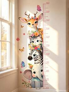 Gráfico de Altura de Animales Dibujos Animados Animales Lindos Apilados Alto Elefante León Jirafa Pegatina de Pared Decoración de Habitación Infantil Bebé Dormitorio Guardería Sala de Estar Decoración del Hogar Calcomanía de Pared - Multicolor - Ver 8