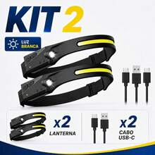 Lanterna De Cabeça Fita Led Com Sensor Recarregável Usb Cob Lâmpada Indução Bateria Embutida Ao Ar Livre Acampamento Pesca Farol Head Flashlight Tocha Iluminação Luz Trabalho à Prova Dwaterproof água Para Busca - LED COB - Visão 12