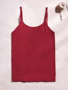 CELILIN Red Adjustable Strap Seamless Camisole, Breathable Skin-Friendly Tummy Control Slimming Innerwear - Red - View 7