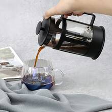 1 Stück hitzebeständige French-Press-Kaffeekanne aus Borosilikatglas, schwarzer Rahmen, Edelstahlfilter, Kaffeekanne und Teebereiter, verschiedene Größen, Handpresse für Zuhause, Büro, Camping, Küche, Kaffeezubehör - Verschiedenfarbig - Übersicht 6
