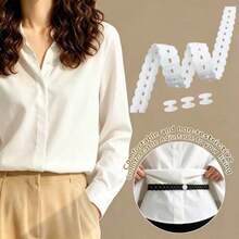 4pcs Set (1 Belt + 3 Buckles) Exquisite Lace Decorated Hem Waistband, Suitable For T-Shirts, Dresses, Shirts, Hidden Button Extender To Shorten Clothing Length; No-Tie Hem Extender, Suitable For Knitted Items, Pants (Unisex Home Sewing Tool) - A - View 14