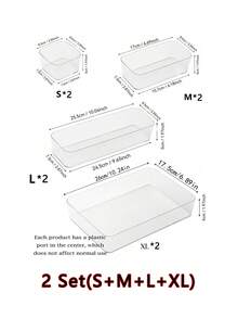18/11/8/7/6/4/1 Set de boîtes de rangement transparentes pour tiroirs, convient pour les cosmétiques, les rouges à lèvres, les parfums, les pinceaux de maquillage, les ombres à paupières, les soins de la peau, les ustensiles de cuisine, les collations, la papeterie, la décoration de chambre, la décoration de maison, la décoration de salle de bain, les accessoires de bureau - Transparent - Voir 22