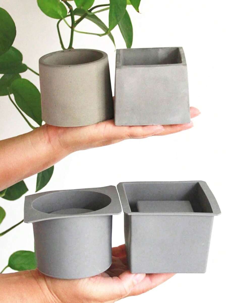 Cetakan Pot Bunga Silikon Cocok Untuk Penggunaan Sehari-hari di Rumah untuk Menanam Bunga dan Tanaman - abu-abu - View 1