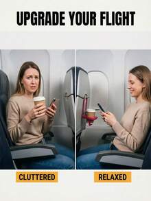 1 buah Tempat Gelas Multifungsi Pesawat Terbang - Dudukan Ponsel - Tempat Minuman Meja Baki Pesawat Lipat - Aksesori Perjalanan 2-in-1 - Cocok Untuk Ponsel - Kaleng Soda - Gelas Air - Kompatibel Dengan Sebagian Besar Meja Baki Kursi Pesawat - MultiWarna - View 5