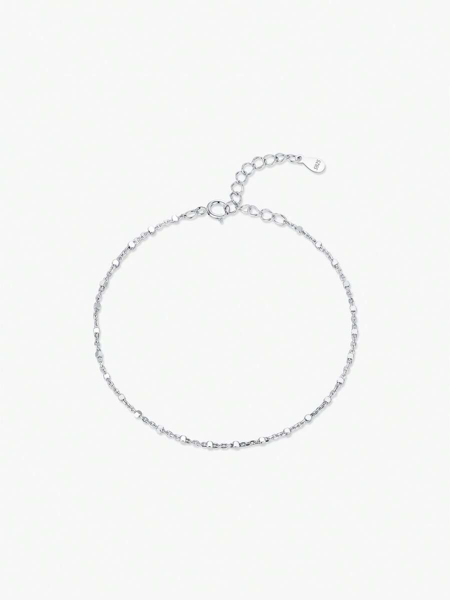 MODIAN 925 Sterling Silver Fashion Simple Geometric Beads Link Chain Charm Bracelets For Women Daily Office Fine Jewelry - Silver - View 1