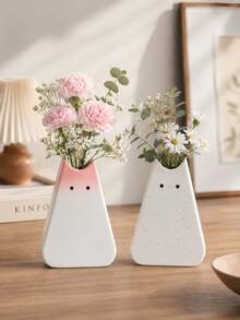 1pc Cute Cat Shaped Vase,Cartoon Animal Bud Vases, Decorative Desktop Flower Vase For Home Office Living Room Decor - Standing Cat - View 7