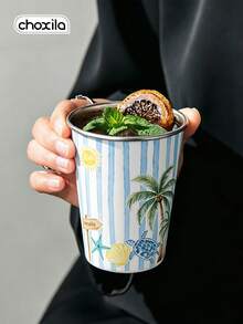 choxila 1pc Beach Style Coffee Mug, Coconut Tree/Turtle/Shell Pattern, Summer Vibe, 350ml, Mug, Tea Cup, Suitable For Afternoon Tea, Family Gathering, Camping, Holiday Gift - Multicolor - View 6