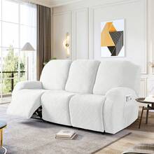 Stretch Recliner Sofa Covers, Reclining Couch Covers With Pockets, Jacquard Reclining Sofa Covers Soft Washable Furniture Protector With Elastic Bottom - 米色 - 查看 1