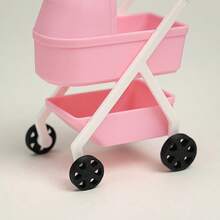 Mini Baby Stroller, 1:12 Dollhouse Miniature Baby Stroller Realistic Mini Baby Cradle Cart Accessories, Perfect Collectible And Holiday Gift - pink 1pc - View 7