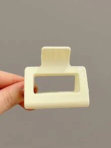 3件/1件 女款 4.7cm/1.85in 黑白玳瑁色 中號亮面方形輕量塑膠髮夾，時尚百搭高級優雅極簡純色髮飾，適用日常穿搭、休閒、派對、通勤、度假、馬尾、盤髮、洗臉、沐浴、化妝、造型搭配 - 彩色 - 查看 3