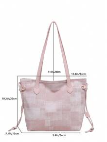 Large Capacity Women's Tote Bag, New Minimalist Commuter Shoulder Bag - Pink - View 2