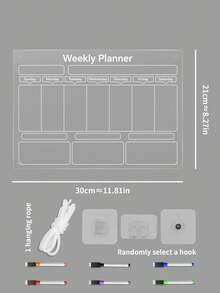 Transparent Acrylic Wall-Mounted Planning Board Set, Weekly / Recipe / Monthly Planner 3 Options, Erasable Reusable Whiteboard With Markers, Hooks And Hanging Rope, Back To School - Multicolor - View 13