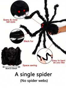 1 Peça Luz de Aranha & Teia de Aranha - Luz de Janela de Teia de Aranha, Luz de Halloween Operada a Bateria com 8 Modos, Adequada para Festa, Quarto, Casa Assombrada, Luzes de Corda de Atmosfera, Decoração de Halloween, Decoração de Natal (Aranha Não Incluída) - Preto - Visão 13