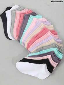 10/20 Pairs Multi-Color Women's Short Socks, Summer Thin Casual Fashion Low-Cut Ankle Socks, Boat Socks - Multicolor - View 8