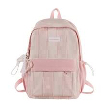Minimalist Flap Backpack With Front Zipper Pocket, Detachable Charm, Adjustable Shoulder Straps, Daily Fashion Backpack For Women - Pink - View 2