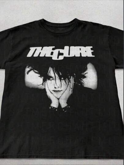 T-shirt Gráfica Unissexo da Banda The Cure.Estilo Indie Retro dos Anos 90, Presente Ideal para Fãs e Amantes de Música.Tops de Verão para Mulher