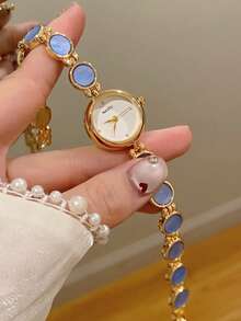 1pc Women's Round Quartz Watch, Vintage Style, Elegant And Fashionable, Suitable For Daily Wear, Excellent Gift Choice - Gold - View 7