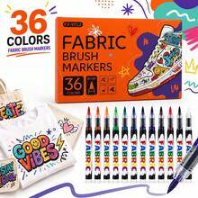 36/24/12 Farben Stoffmarker Stifte Set - Stoffdekoration Set - Unlöschbare und permanente Stofffarbe - Textilmarker Stift Schulanfang - Verschiedenfarbig - Übersicht 3