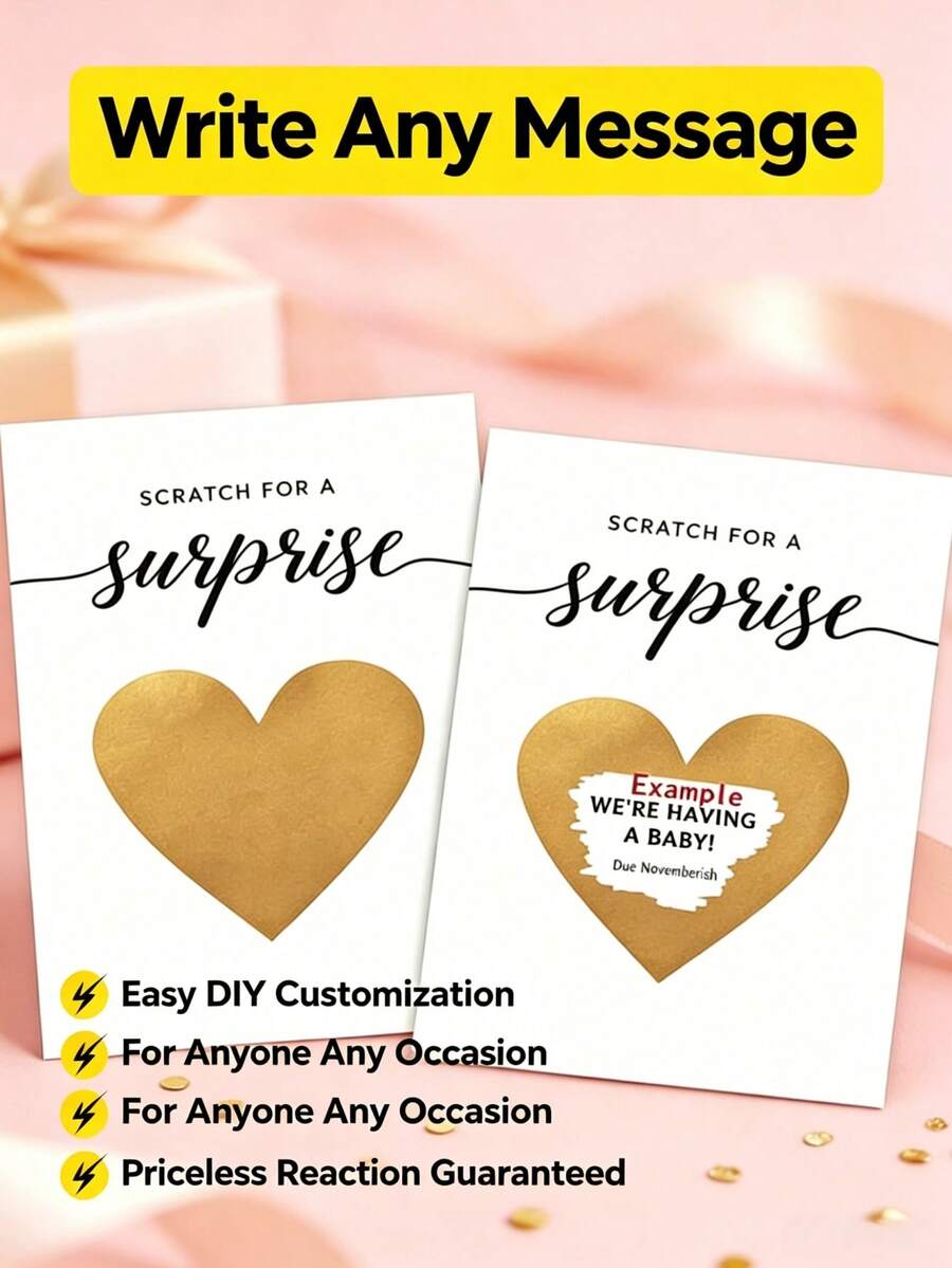 1pc Personalized DIY Scratch-Off Reveal Postcard, Suitable For Adults And Children, Customizable Blank Reveal Ticket, Cute Interactive Keepsake, Perfect For Weddings, Birthdays, Anniversaries - Multicolor - View 1