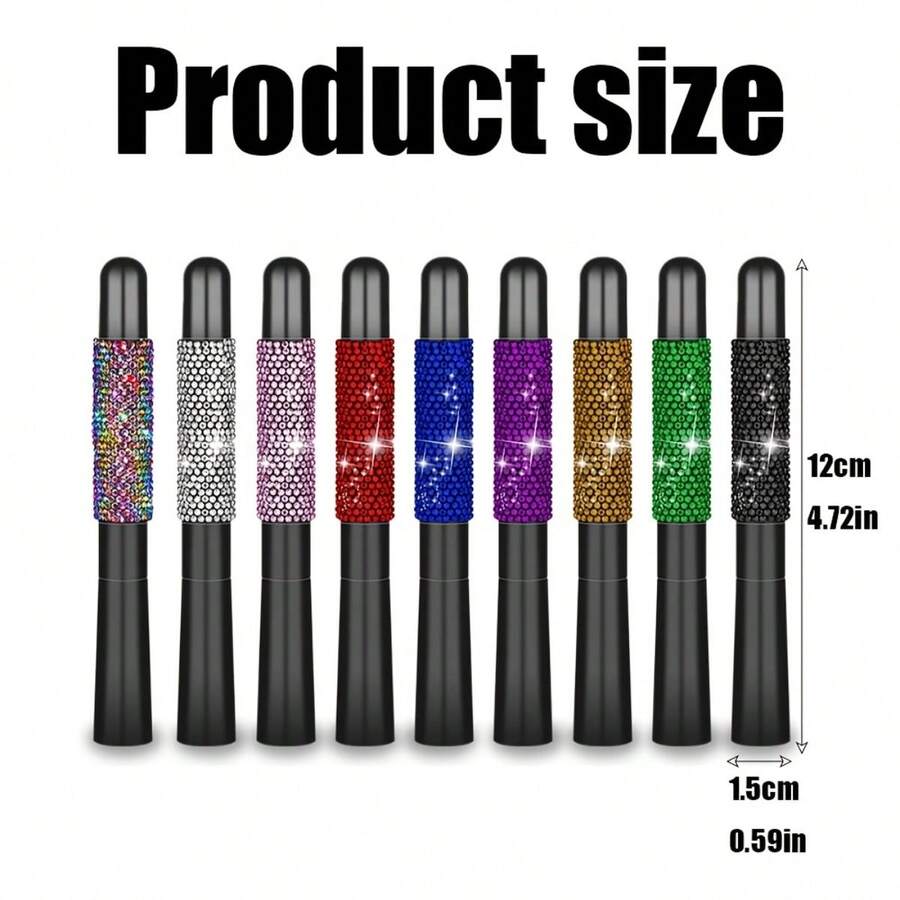 Shiny Rhinestone Car Antenna, Crystal Studded Vehicle Radio Antenna Replacement Part, Universal Short Car Exterior Decorative Antenna, Suitable For Sedan, Truck, SUV - Multicolor - View 1